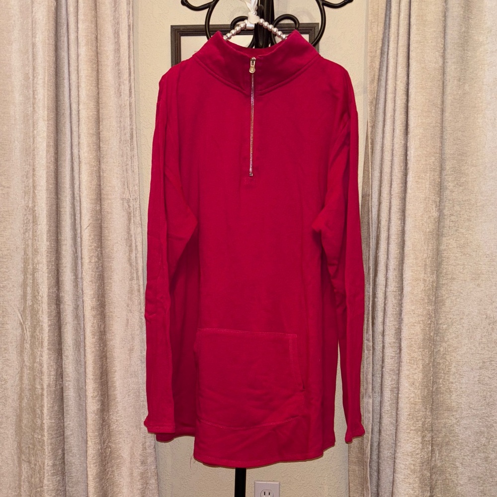 Artisan‎ Fuchsia Quarter-Zip Long Sleeve Top~Women's Sz Extra Large